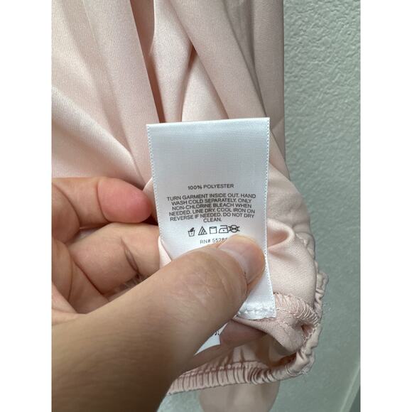 Express Shirt Womens Size S Blush Pink Faux Wrap V Neck Puff Shoulder Blouse New - Picture 5 of 5